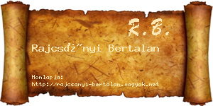 Rajcsányi Bertalan névjegykártya